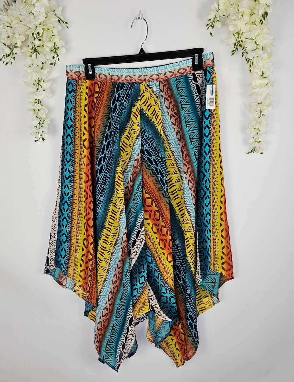 NWT New Directions Size XL Amber Ferry Boho Tribal Handkerchief Skirt Gypsy Boho